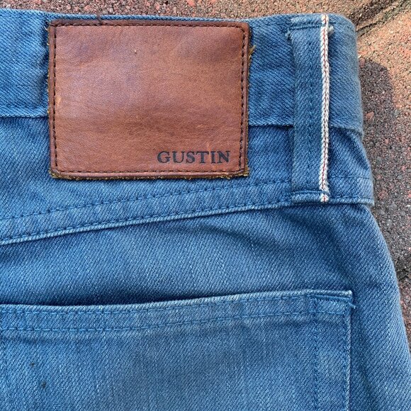 Gustin Raw Denim Skinny Jeans, Italy Sea Blue - Picture 5 of 7
